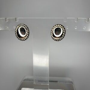 Elegant Silver and Black Stud Earrings